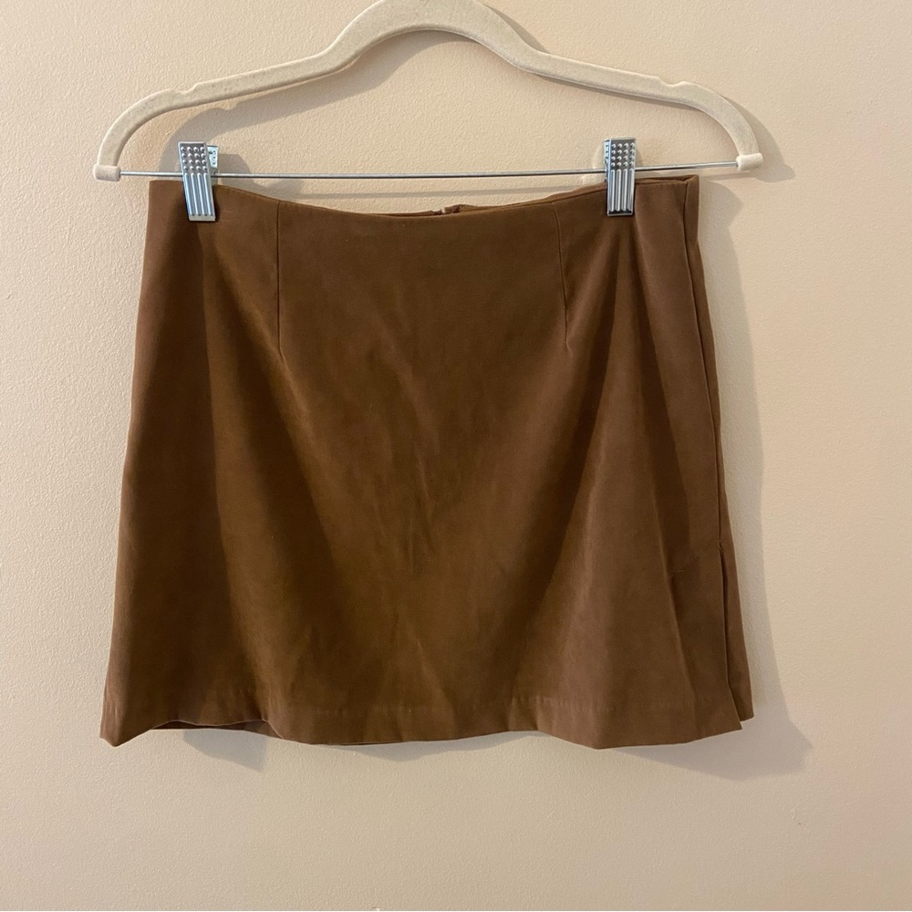 Vintage A. Byer faux suede brown mini skirt